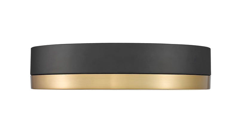 Algar 1 Light 12" Flush Mount in Matte Black + Modern Gold