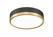 Algar 1 Light 12" Flush Mount in Matte Black + Modern Gold