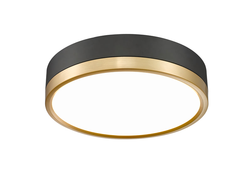 Algar 1 Light 12" Flush Mount in Matte Black + Modern Gold