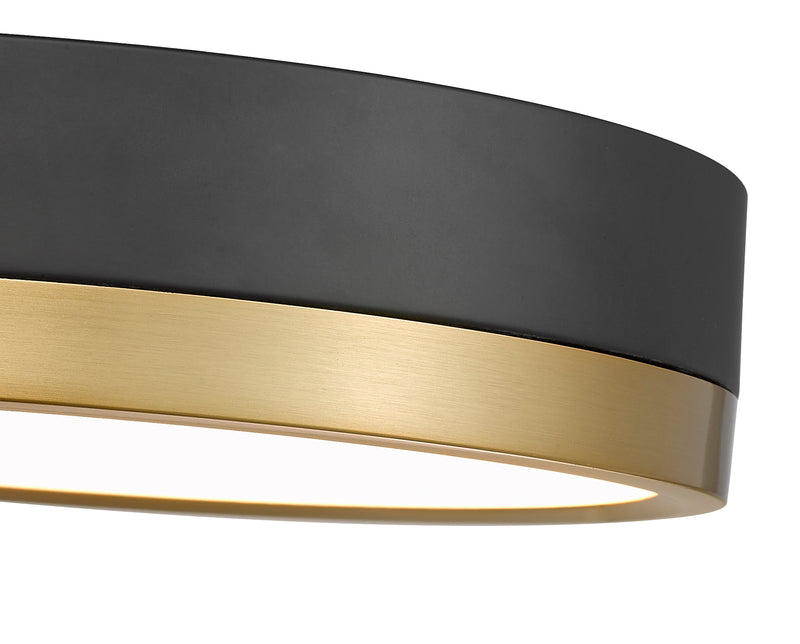 Algar 1 Light 12" Flush Mount in Matte Black + Modern Gold
