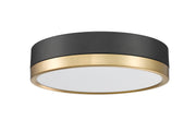 Algar 1 Light 12" Flush Mount in Matte Black + Modern Gold
