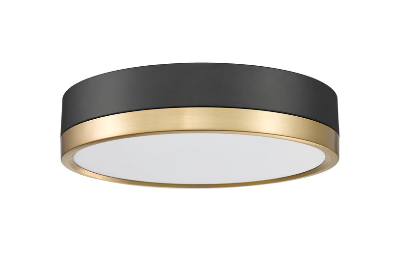 Algar 1 Light 12" Flush Mount in Matte Black + Modern Gold