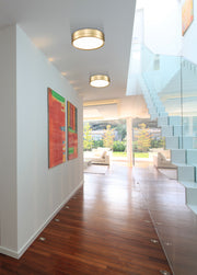 Algar 1 Light 12" Flush Mount in Modern Gold in a room setting