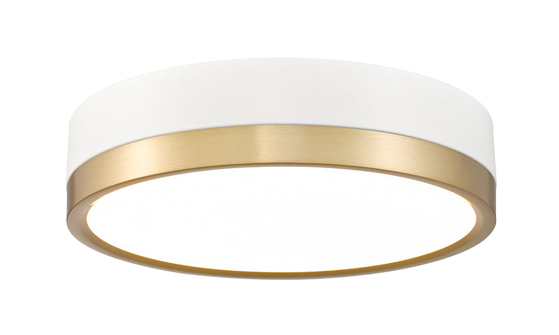Algar 1 Light 12" Flush Mount in Matte White + Modern Gold