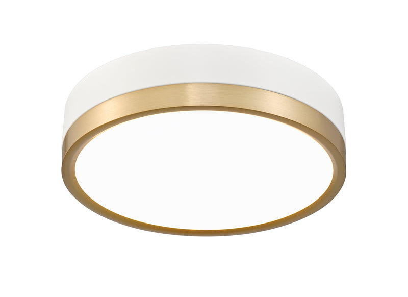Algar 1 Light 12" Flush Mount in Matte White + Modern Gold