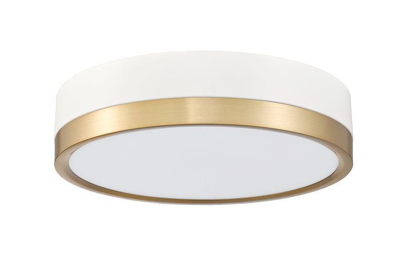 Algar 1 Light 12" Flush Mount in Matte White + Modern Gold