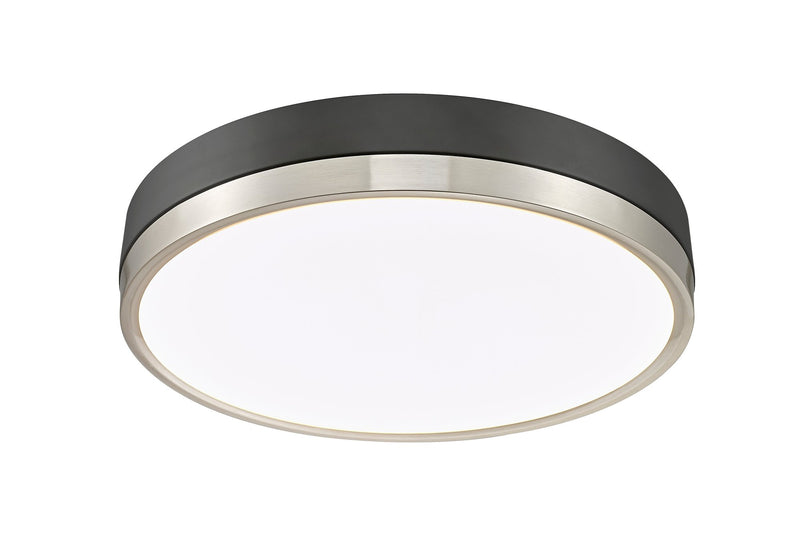 Algar 1 Light 16" Flush Mount in Matte Black + Brushed Nickel