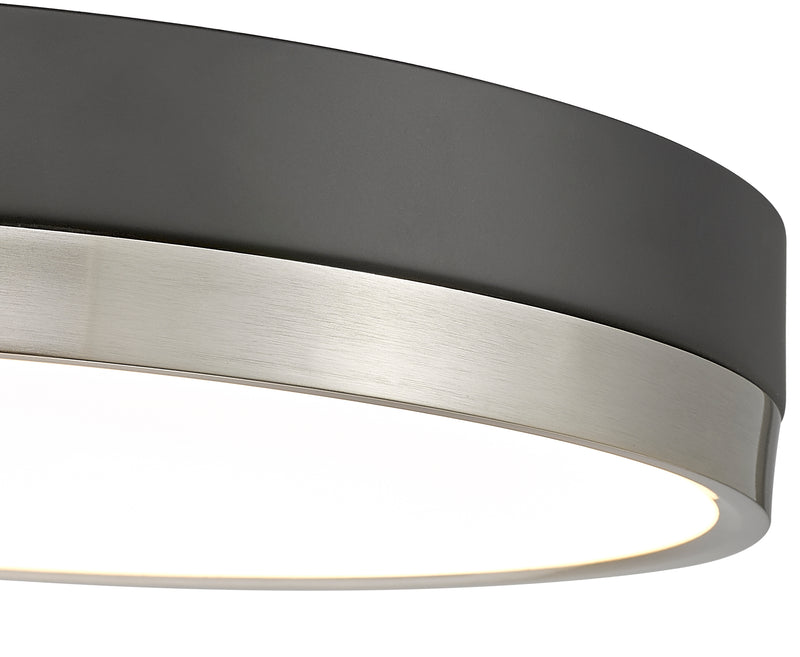 Algar 1 Light 16" Flush Mount in Matte Black + Brushed Nickel