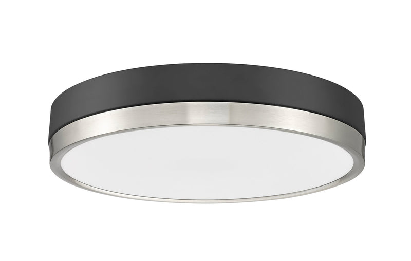 Algar 1 Light 16" Flush Mount in Matte Black + Brushed Nickel
