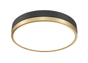 Algar 1 Light 16" Flush Mount in Matte Black + Modern Gold