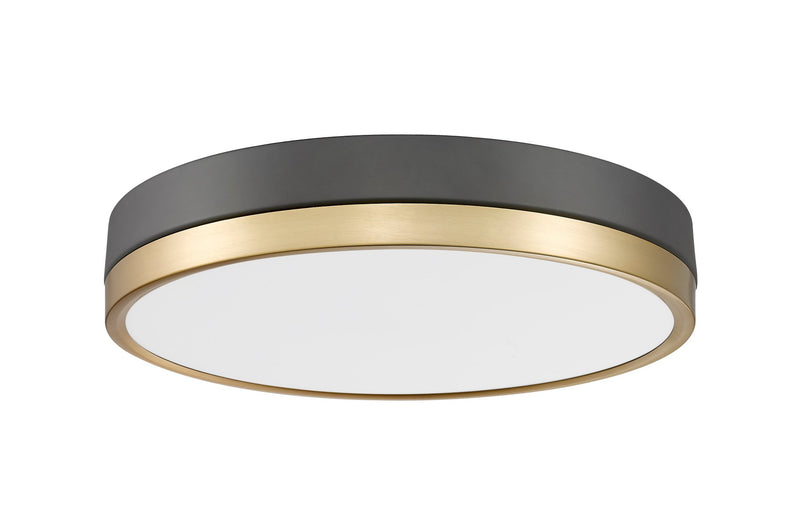 Algar 1 Light 16" Flush Mount in Matte Black + Modern Gold