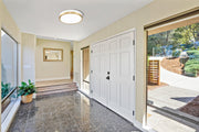 Algar 1 Light 16" Flush Mount in Matte White + Modern Gold in a room setting