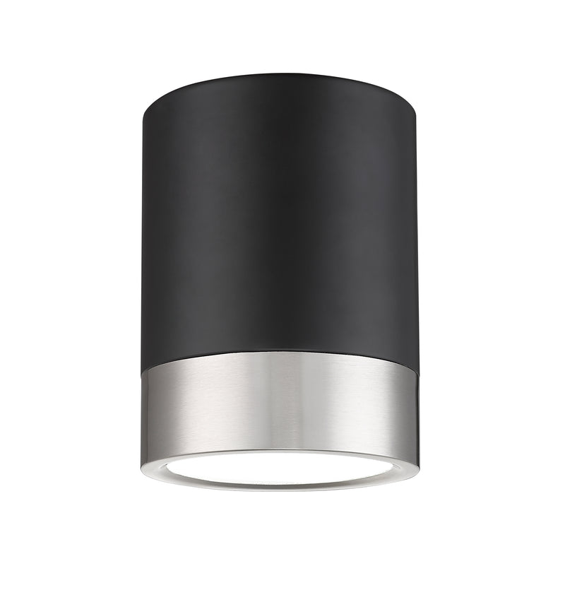 Algar 1 Light 6" Flush Mount in Matte Black + Brushed Nickel
