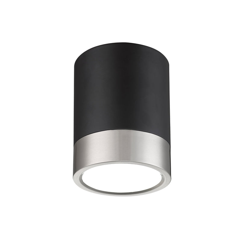Algar 1 Light 6" Flush Mount in Matte Black + Brushed Nickel