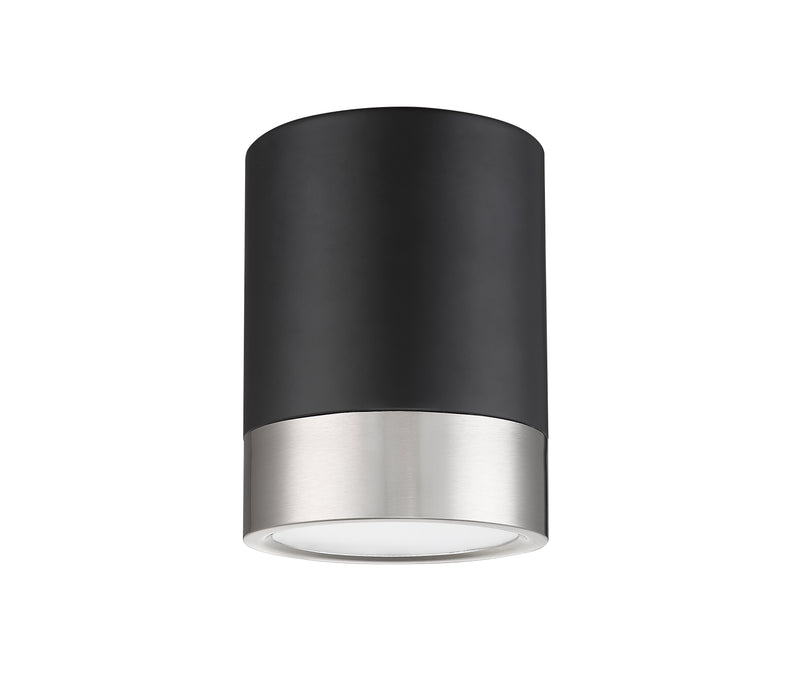 Algar 1 Light 6" Flush Mount in Matte Black + Brushed Nickel