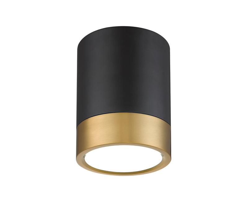 Algar 1 Light 6" Flush Mount in Matte Black + Modern Gold