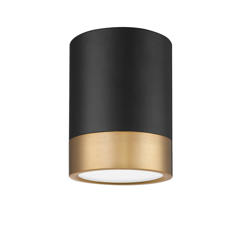 Algar 1 Light 6" Flush Mount in Matte Black + Modern Gold