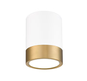Algar 1 Light 6" Flush Mount in Matte White + Modern Gold