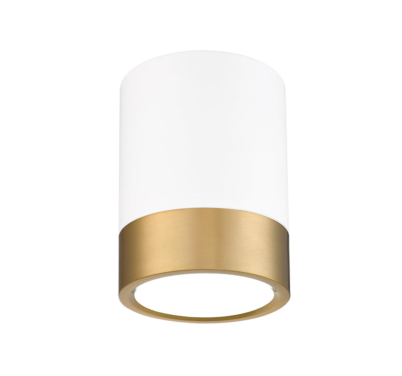 Algar 1 Light 6" Flush Mount in Matte White + Modern Gold
