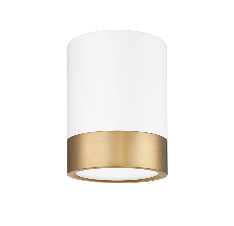 Algar 1 Light 6" Flush Mount in Matte White + Modern Gold