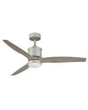 Hover 52" Outdoor Smart Ceiling Fan with Light in Brushed Nickel / Weathered Wood