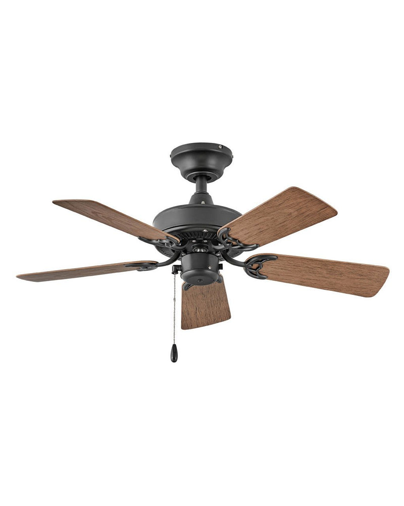 Cabana 36" Outdoor Ceiling Fan in Matte Black / Walnut