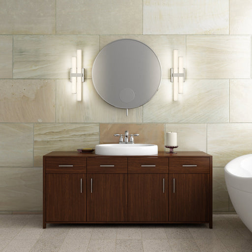 Zane 2 Light 18" Vanity in Brushed Nickel in a room setting