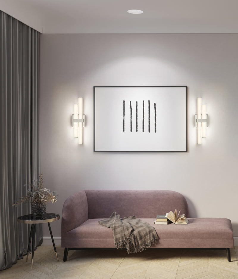 Zane 2 Light 18" Vanity in Brushed Nickel in a room setting