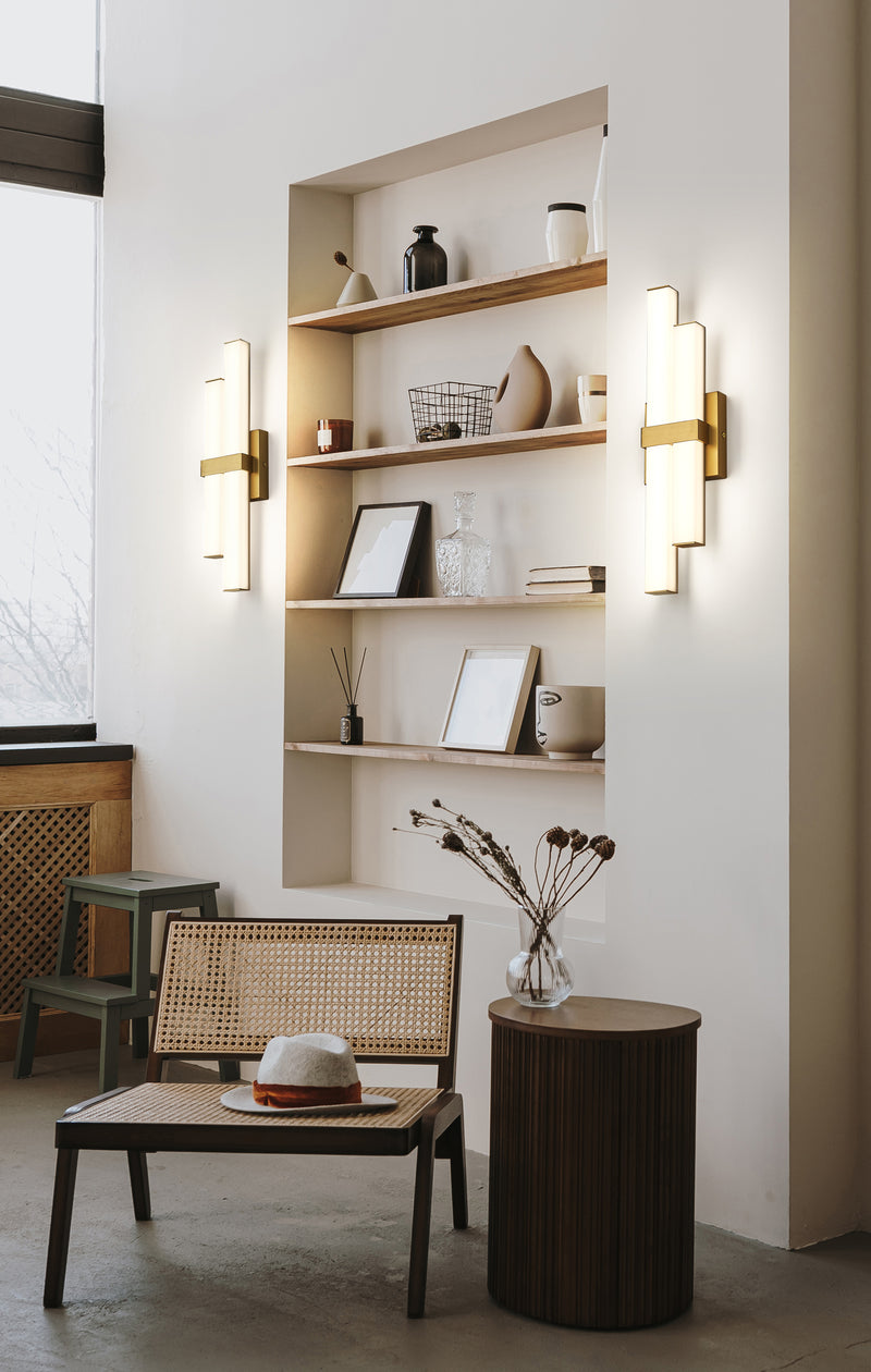 Zane 2 Light 18" Vanity in Modern Gold in a room setting