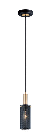 Perf 1 Light Mini Pendant in Black / Satin Brass