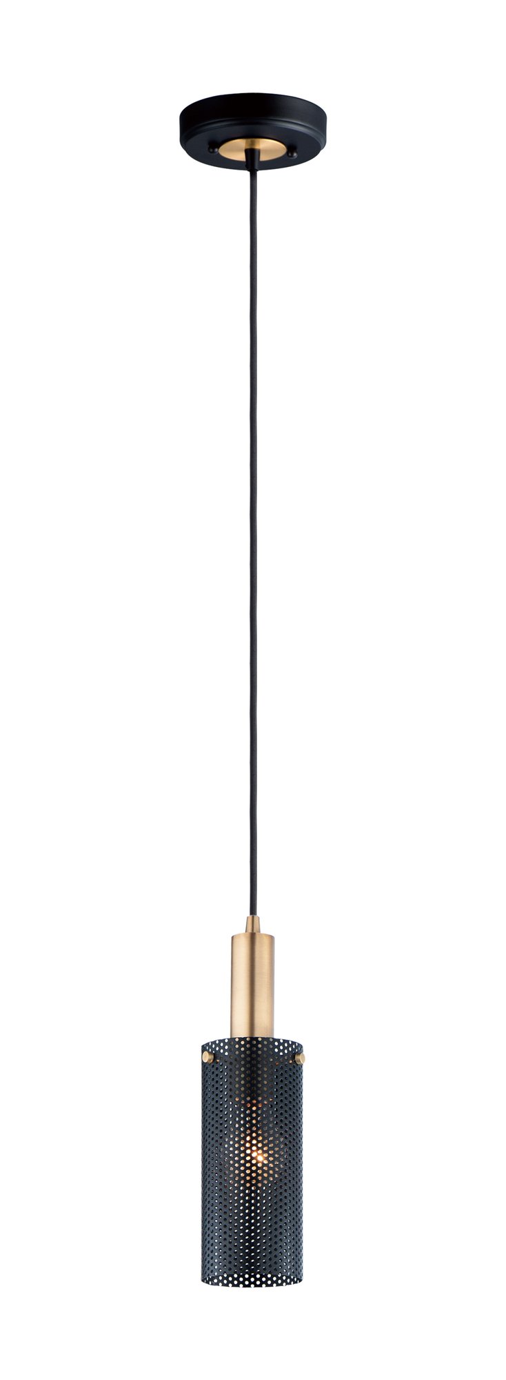 Perf 1 Light Mini Pendant in Black / Satin Brass