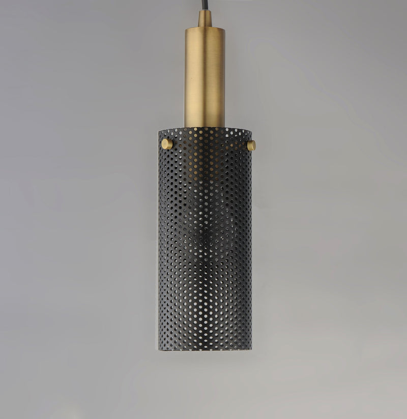 Perf 1 Light Mini Pendant in Black / Satin Brass