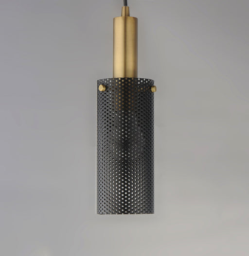 Perf 1 Light Mini Pendant in Black / Satin Brass