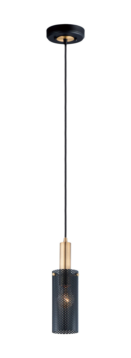 Perf 1 Light Mini Pendant in Black / Satin Brass