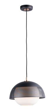 Perf 1 Light Pendant in Black / Satin Brass
