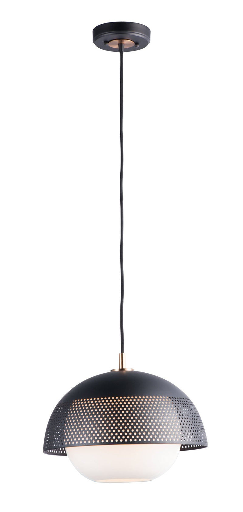 Perf 1 Light Pendant in Black / Satin Brass