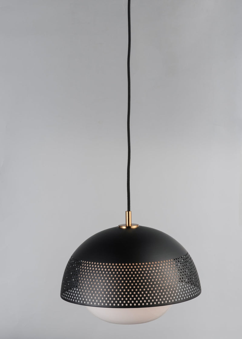 Perf 1 Light Pendant in Black / Satin Brass
