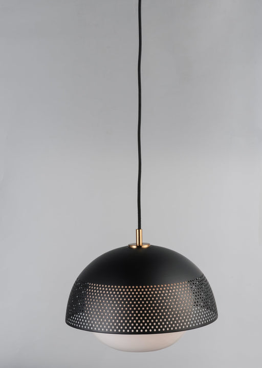 Perf 1 Light Pendant in Black / Satin Brass