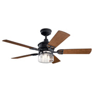 Lyndon 52" Outdoor Ceiling Fan with Light in Distressed Black