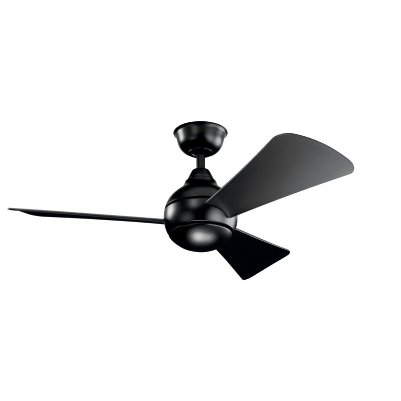 Sola 44" Outdoor Ceiling Fan with Light in Satin Black