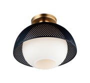 Perf 1 Light Flush Mount in Black / Satin Brass