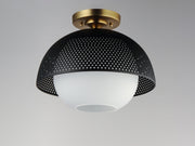 Perf 1 Light Flush Mount in Black / Satin Brass