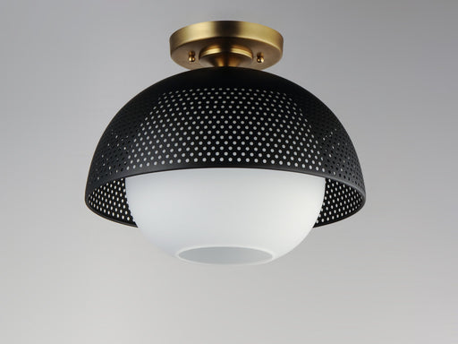 Perf 1 Light Flush Mount in Black / Satin Brass