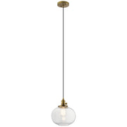 Avery 9.75" Globe Mini Pendant in Natural Brass