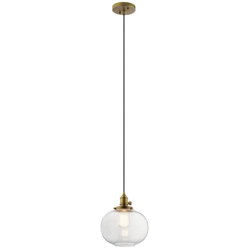 Avery 9.75" Globe Mini Pendant in Natural Brass