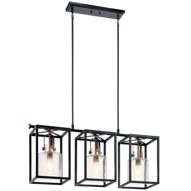 Kitner 3-Light Linear Chandelier in Black