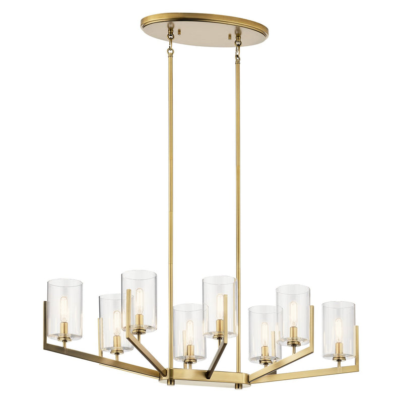 Nye 8-Light Oval Chandelier in Brushed Natural Brass