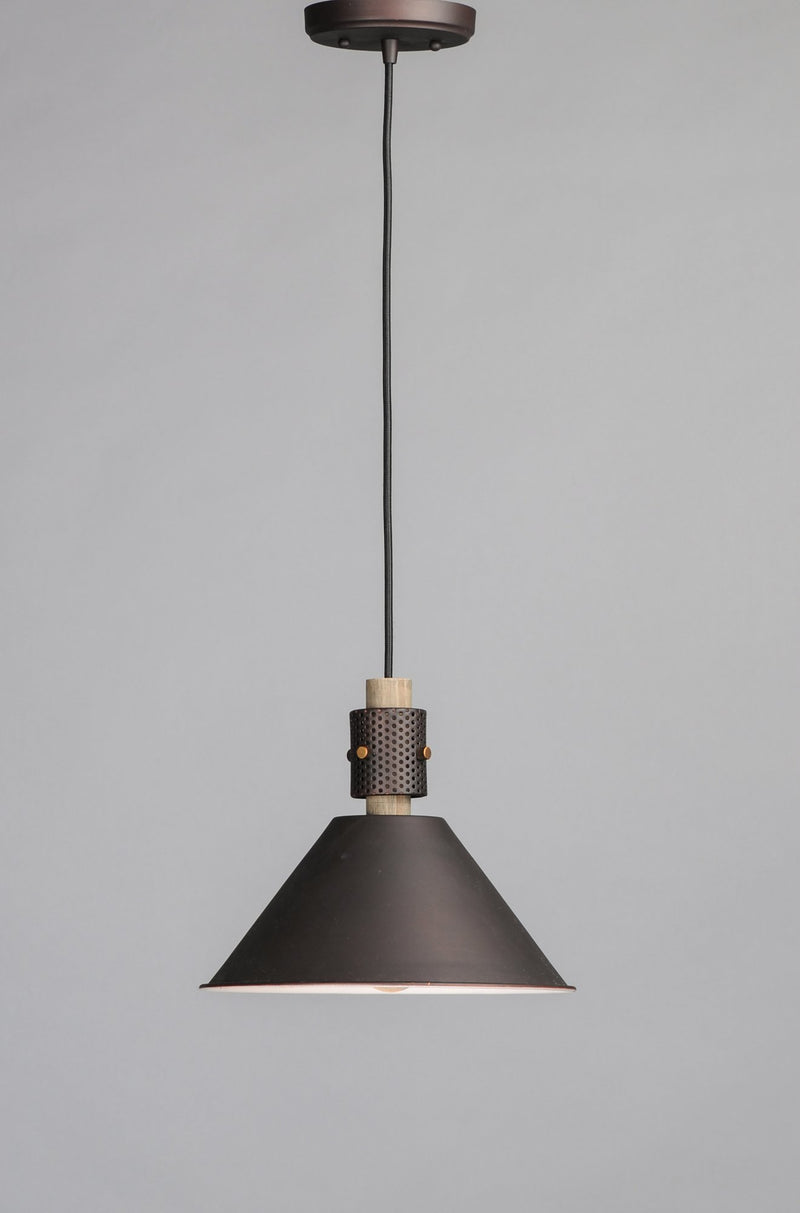 Tucson 1 Light 11" Pendant in Oil Rubbed Bronze / Weathered Wood