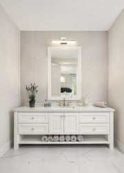 Liam 1 Light 18" Vanity in Brushed Nickel in a room setting