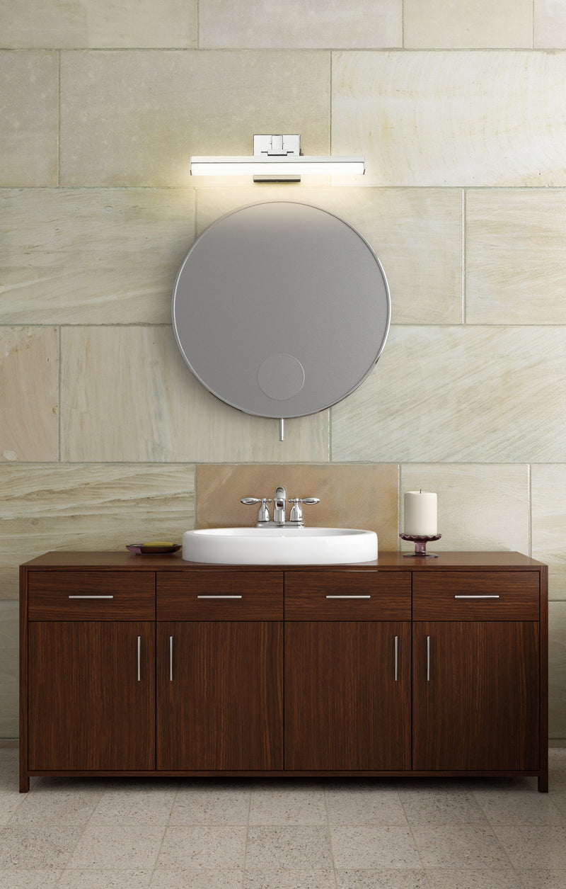 Liam 1 Light 18" Vanity in Chrome in a room setting